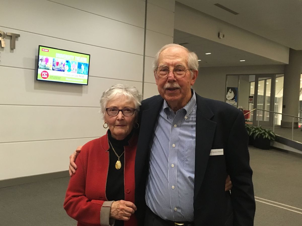 Peter and Michelle Stein after a question & answer event at NC State on the 79th anniversary of Kristallnacht