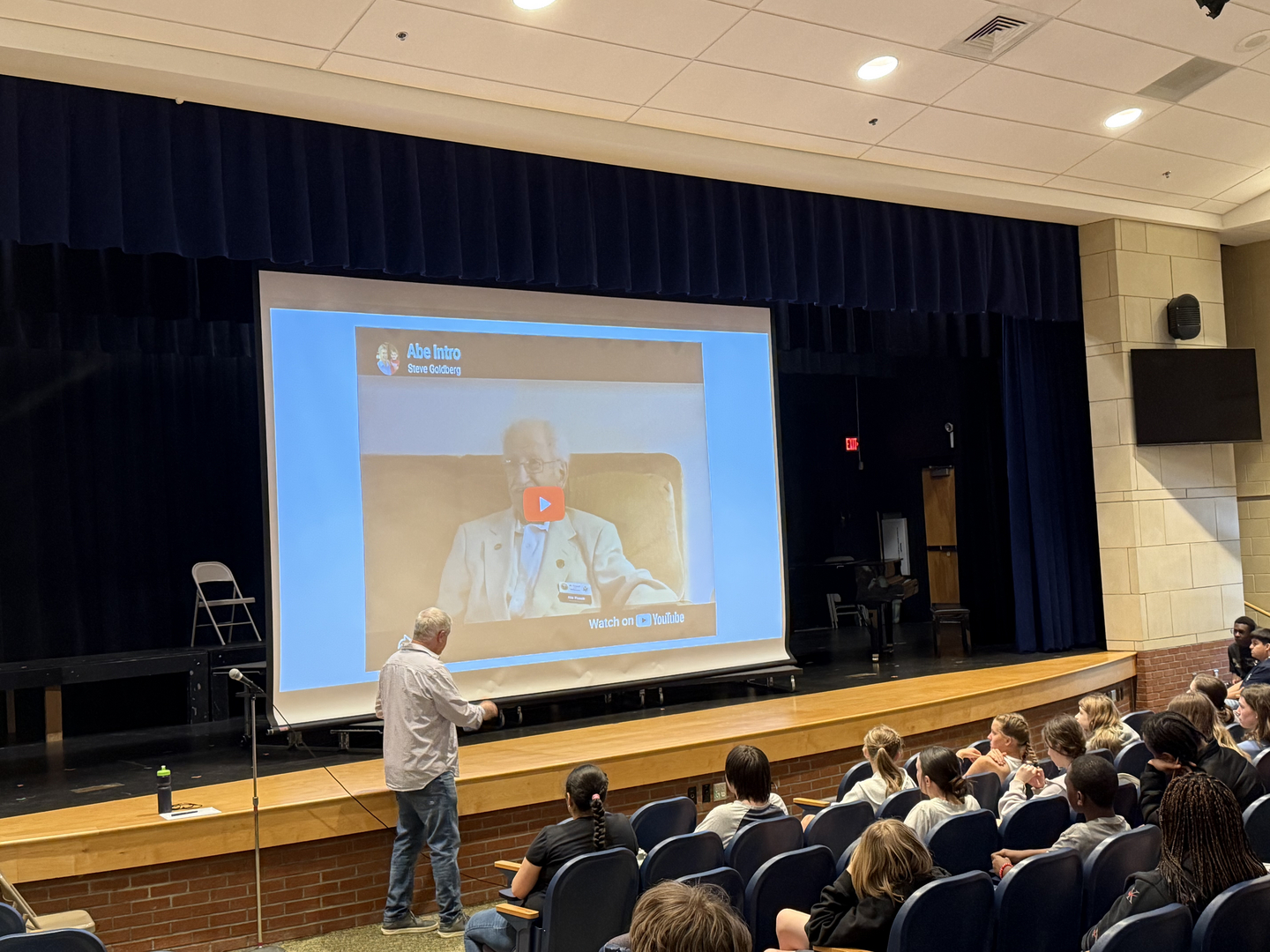 Steve Goldberg presenting at Orange Middle School, April, 2026