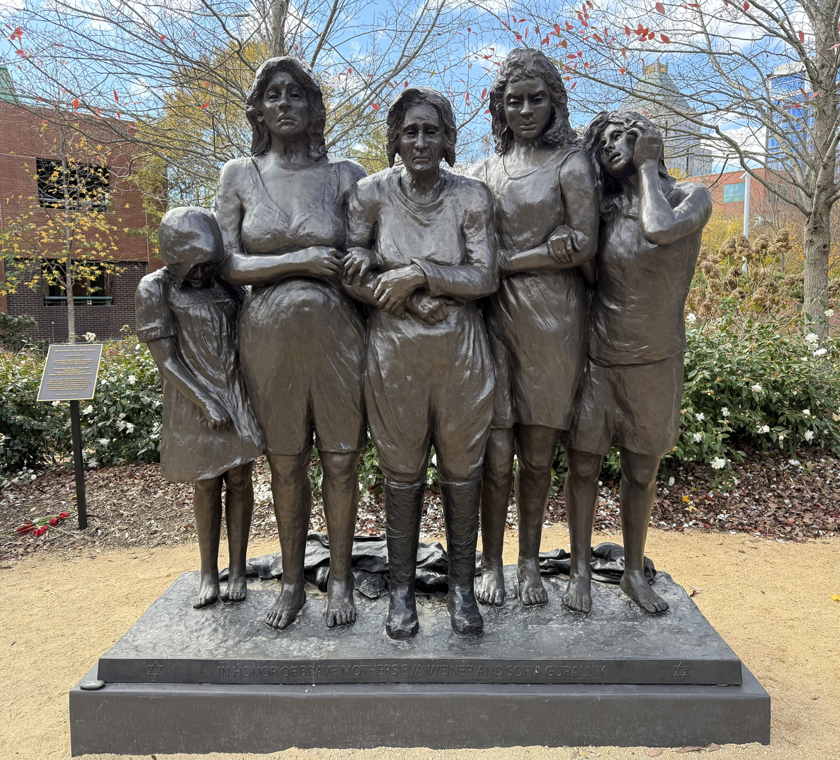 Maureen Wertheim presents to Crest High School students at the Women of the Shoah monument