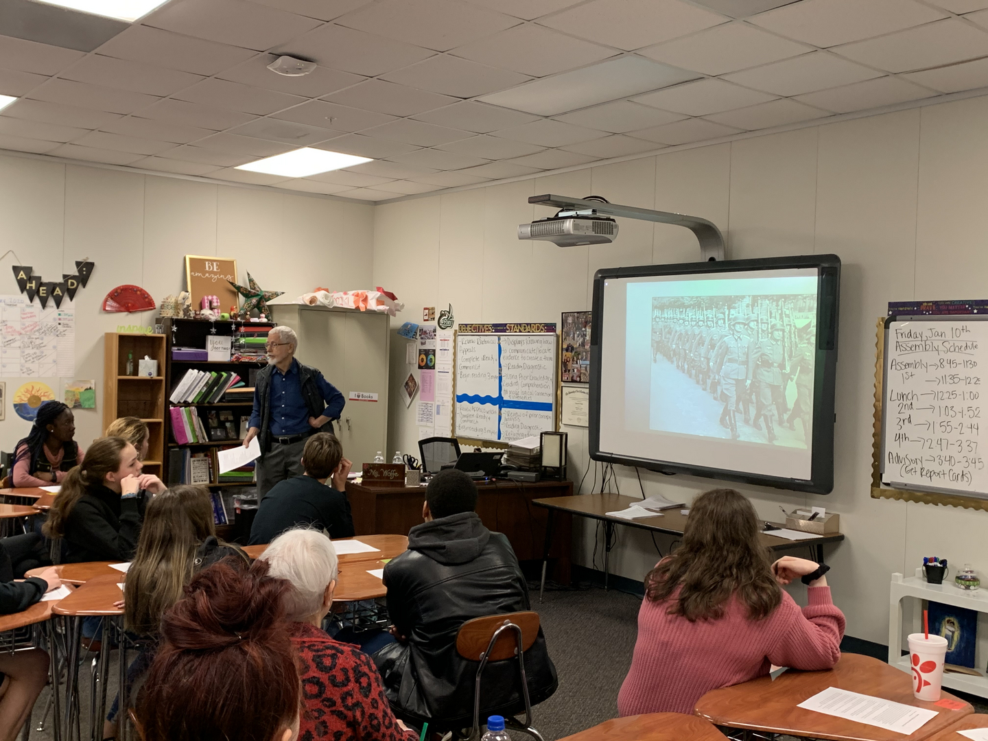 Lex Silbiger speaking with Voyager High School Students, January 2020